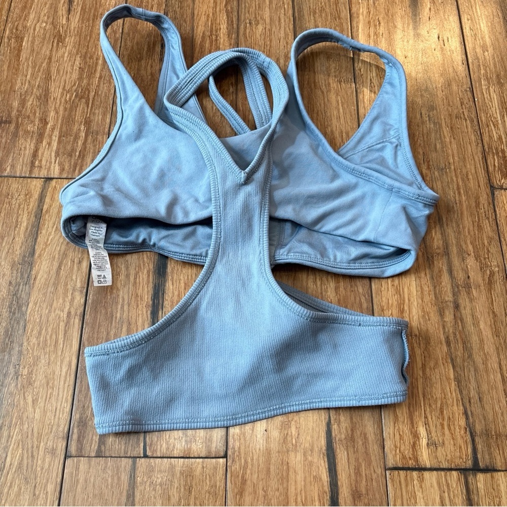 ALO Yoga Trackie  Sport Bra Women Size Medium Blue Gym Stretching - Picture 9 of 13